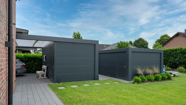 KUBIC Carport Med Redskabsrum Og Separat Skur Ved Siden Af