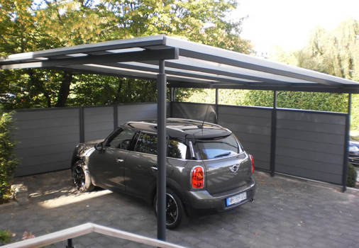 Carport PLAN, pulverbeschichtet in schwarz.
