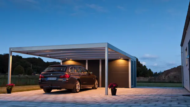 UNA Carport verzinkt in modernem Design von Lyngsøe