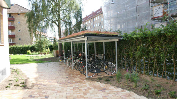 Fahrradüberdachung mit Sedumdach